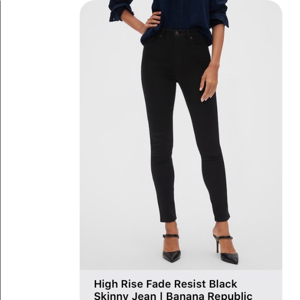 Hi rise fade resistant black skinny jean